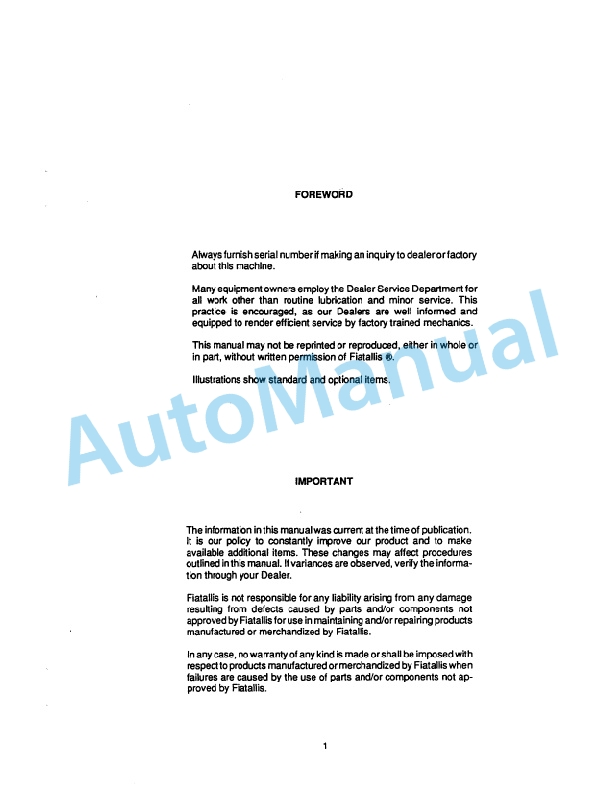 Alternative view of Fiatallis 745B, 745HB, 745C Wheel Loader Service Manual 73062168