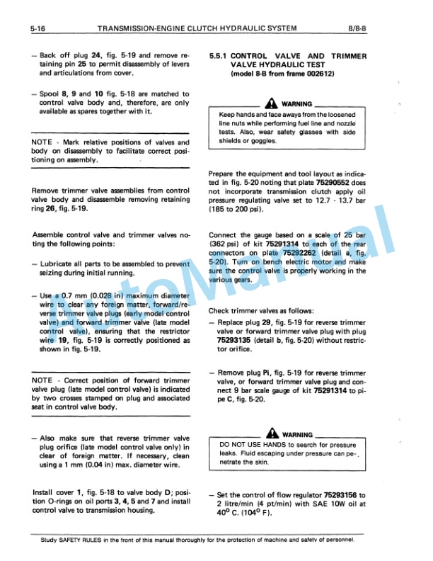 Fiatallis 8, 8B Crawler Dozer Service Manual 60406248 5 Fiatallis 8, 8B Crawler Dozer Service Manual 60406248-5