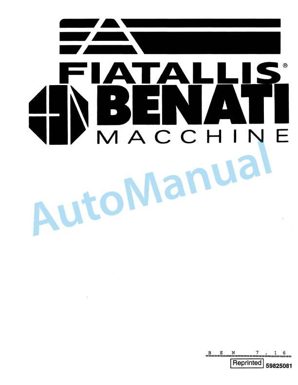 Fiatallis BEN7.16 Crawler Loader Service Manual 59825081