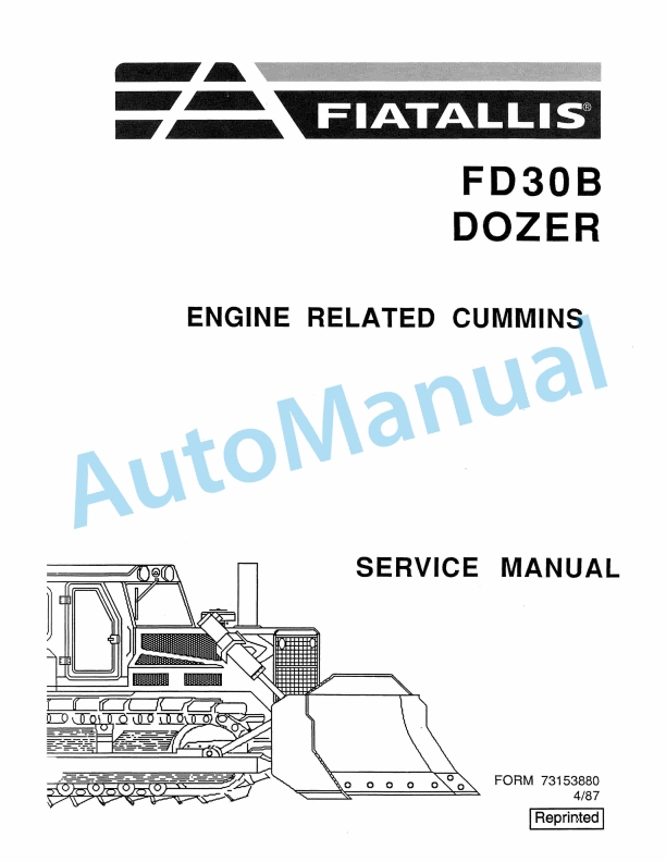 Fiatallis FD30B Dozer Service Manual 73153880