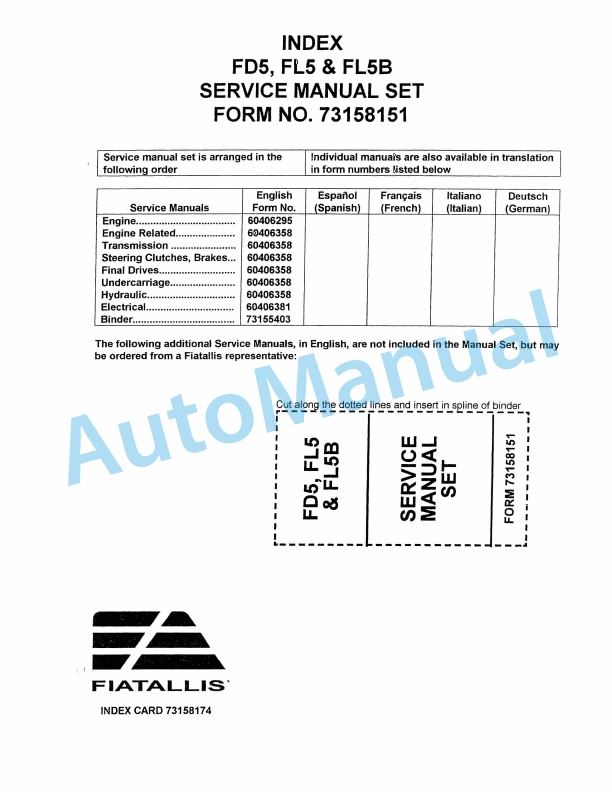 Fiatallis FD5, FL5, FL5B Service Manual 73158151