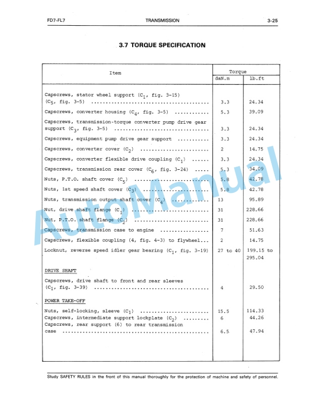 Fiatallis FD7, FL7 Service Manual 60406380 3 Fiatallis FD7, FL7 Service Manual 60406380 - Image 3