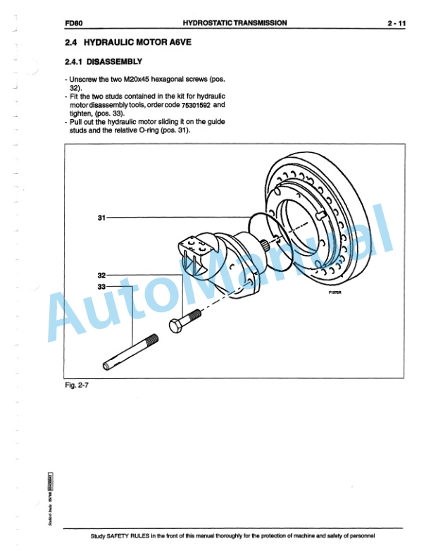 Fiatallis FD80 Hydrostatic Crawler Dozer Service Manual 60406841 2 Fiatallis FD80 Hydrostatic Crawler Dozer Service Manual 60406841-2