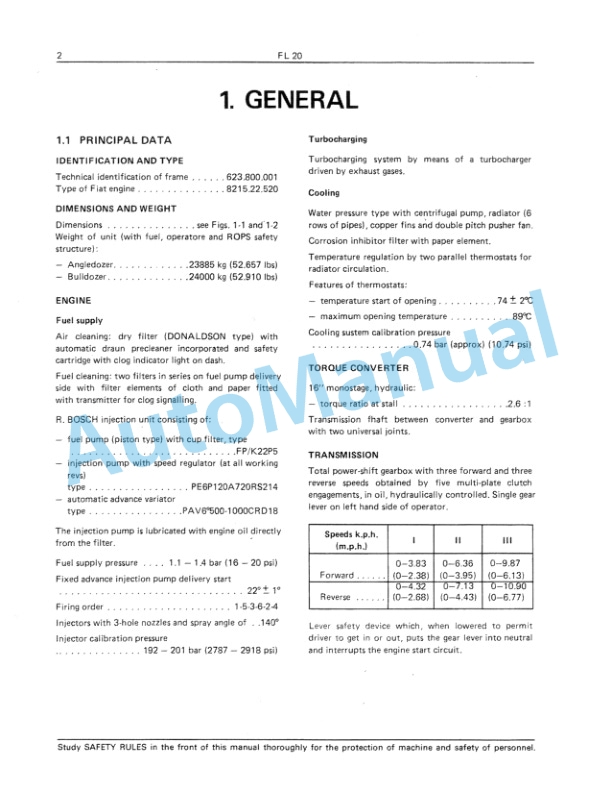 Fiatallis FL20 Crawler Loader Service Manual 60406241 2 Fiatallis FL20 Crawler Loader Service Manual 60406241-2