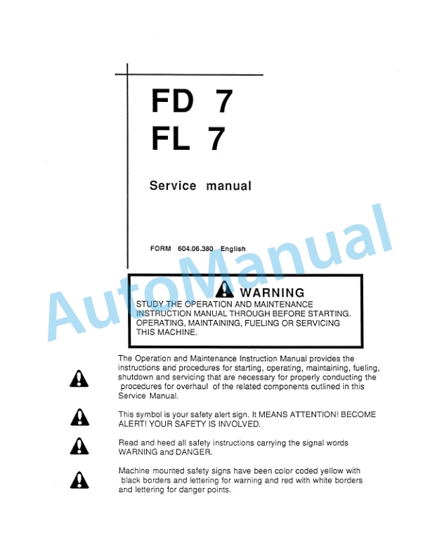 Fiatallis FL7, FL7B Service Manual 73158157 3 Fiatallis FL7, FL7B Service Manual 73158157 - Image 3