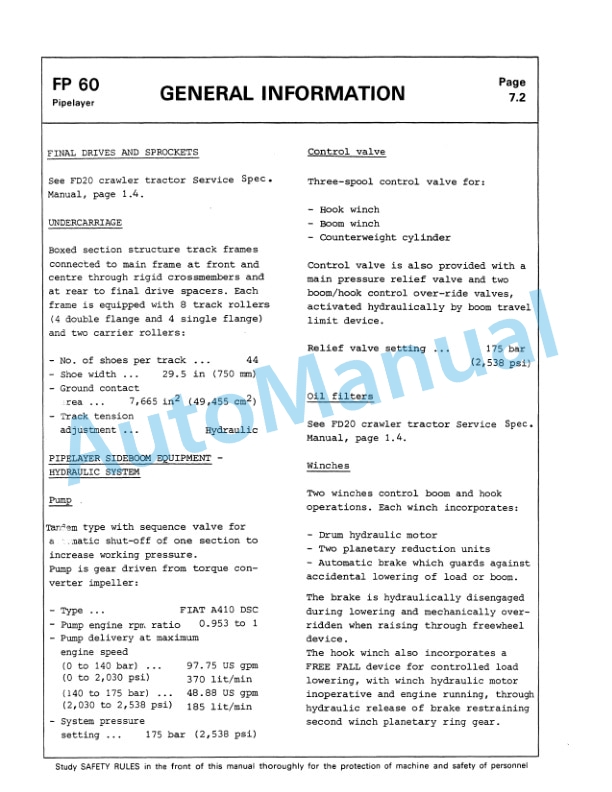 Fiatallis FP60 Pipelayer Service Manual 60406271 2 Fiatallis FP60 Pipelayer Service Manual 60406271-2