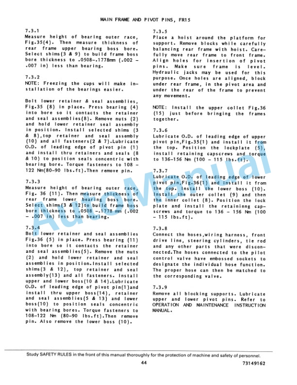 Fiatallis FR10, FR12, FR15 Wheel Loader Service Manual 73149162 5 Fiatallis FR10, FR12, FR15 Wheel Loader Service Manual 73149162 - Image 5