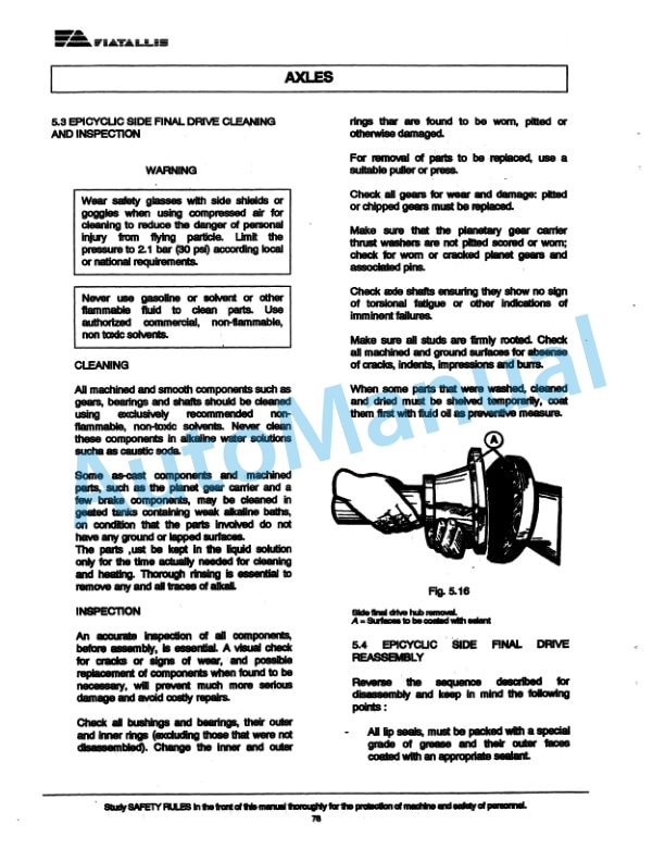 Fiatallis FR180 Wheel Loader Service Manual 75314899 5 Fiatallis FR180 Wheel Loader Service Manual 75314899 - Image 5