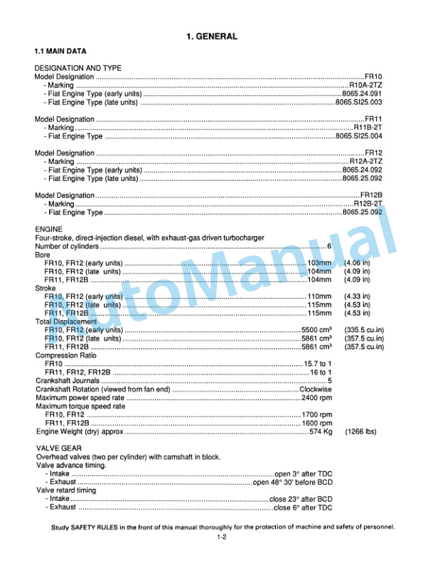 Fiatallis FR7, FR9, FR10, FR12, FR15 Wheel Loader Service Manual 60406384 5 Fiatallis FR7, FR9, FR10, FR12, FR15 Wheel Loader Service Manual 60406384 - Image 5