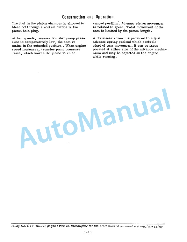 Alternative view of Fiatallis Fuel Injection Pump Service Manual 73112988