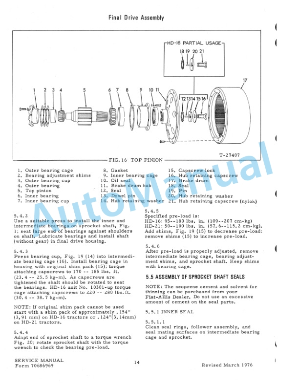 Fiatallis HD16, 16B, HD21 Crawler Tractor Service Manual 70686969 4 Fiatallis HD16, 16B, HD21 Crawler Tractor Service Manual 70686969-4