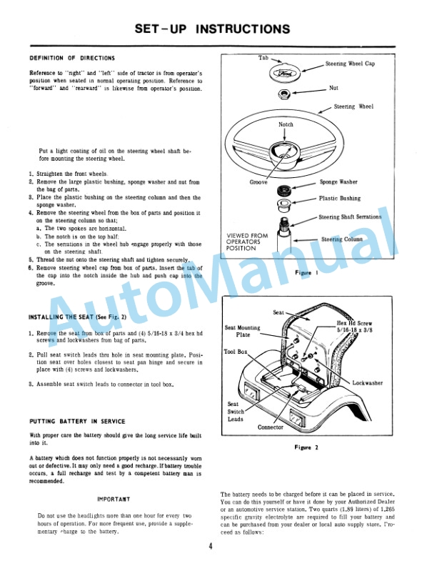 Ford New Holland 125, 145, 165 Series Lawn and Garden Tractor Operation and Maintenance Manual 42012530-2