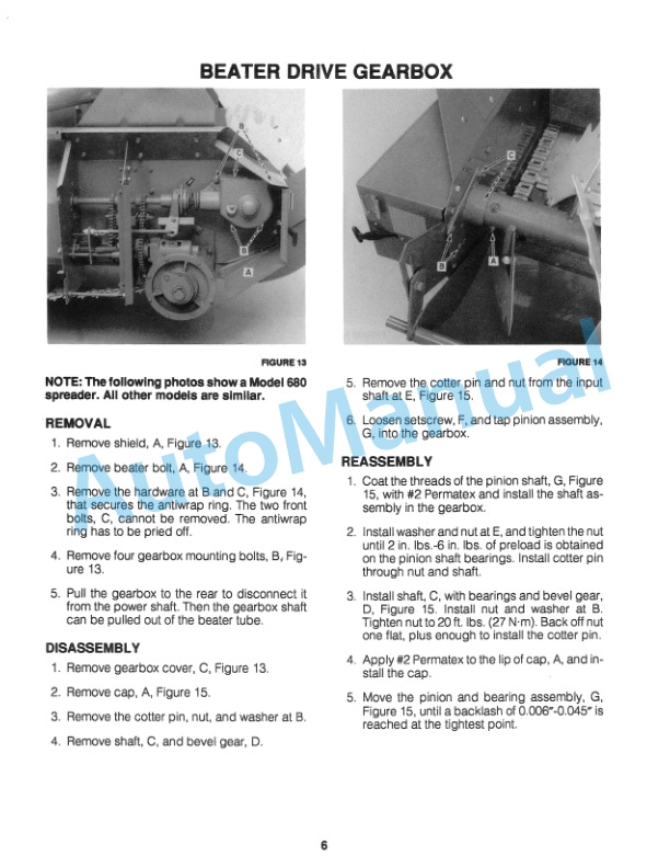 Ford New Holland 130, 145, 155, 165, 185, 513, 519, 679, 514, 520, 680 Manure Spreader Service Manual 41721802-5