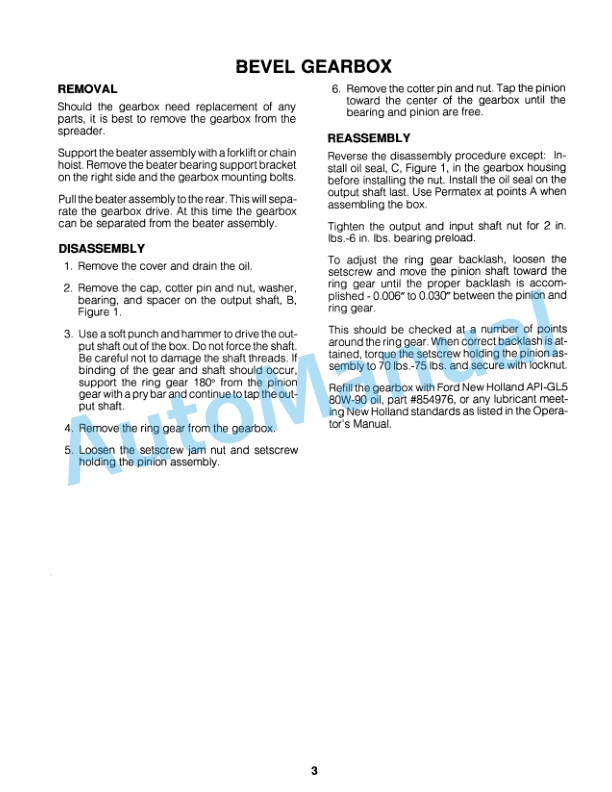 Ford New Holland 190, 195, S676, 790, 791 Manure Spreader Service Manual 41721404-3