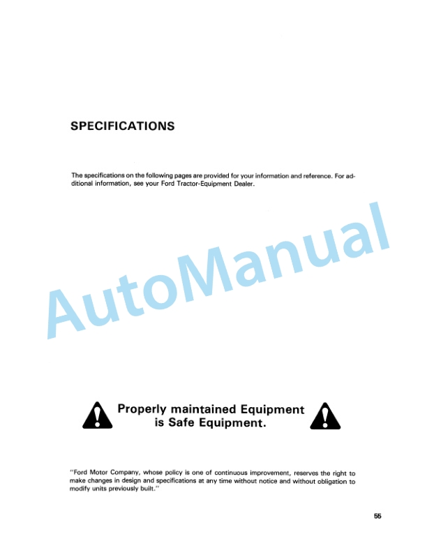 Ford New Holland 2910, 4610 LCG Low Center of Gravity Tractor Operation and Maintenance Manual 42291010 5 Ford New Holland 2910, 4610 LCG Low Center of Gravity Tractor Operation and Maintenance Manual 42291010-5