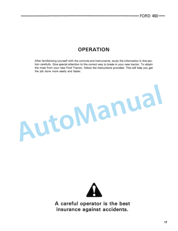Ford New Holland 450 Tractor Loader Backhoe Operation and Maintenance Manual 42045010 2 Ford New Holland 450 Tractor Loader Backhoe Operation and Maintenance Manual 42045010-2