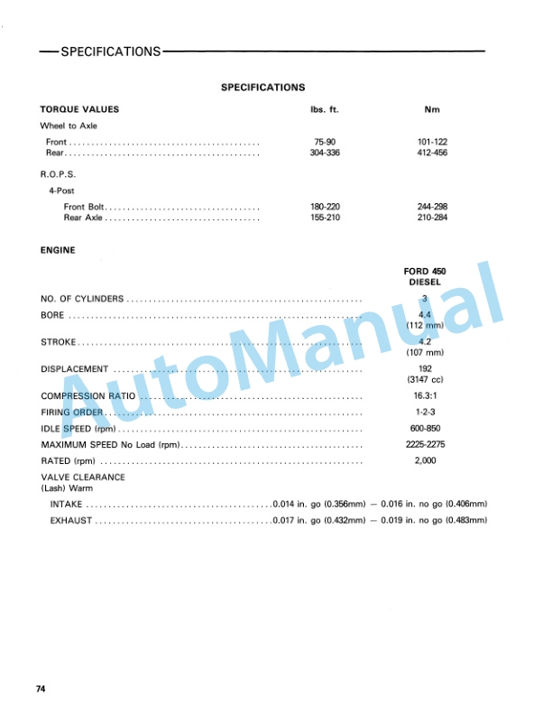 Ford New Holland 450 Tractor Loader Backhoe Operation and Maintenance Manual 42045010 5 Ford New Holland 450 Tractor Loader Backhoe Operation and Maintenance Manual 42045010-5