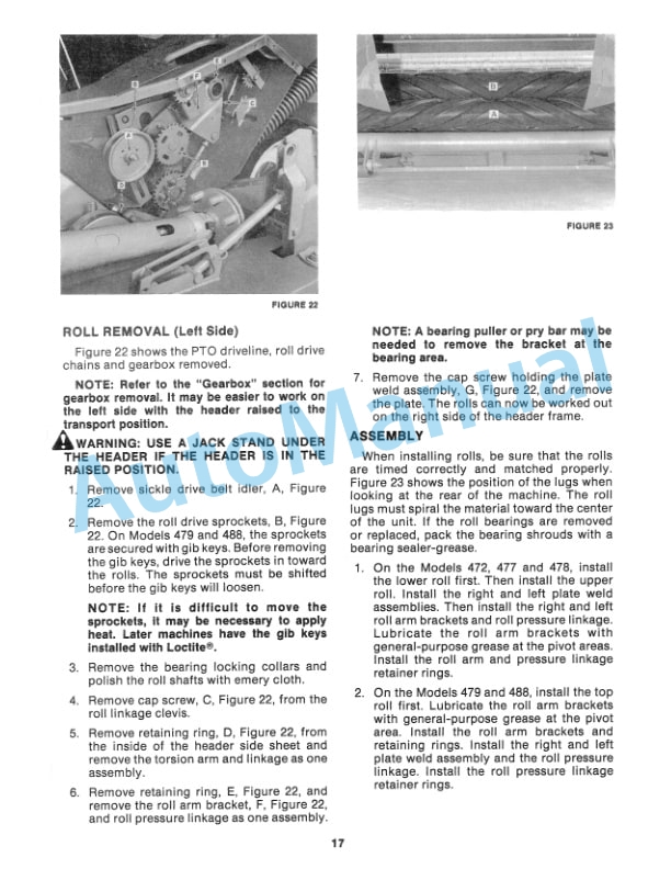 Ford New Holland 472, 477, 478, 479, 488 Haybine Mower-Conditioner Service Manual 40047253-5