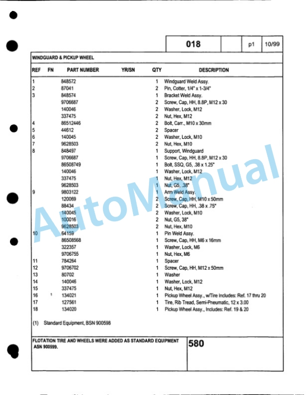 Ford New Holland 580 Baler Service Parts Catalogue 86604655-3