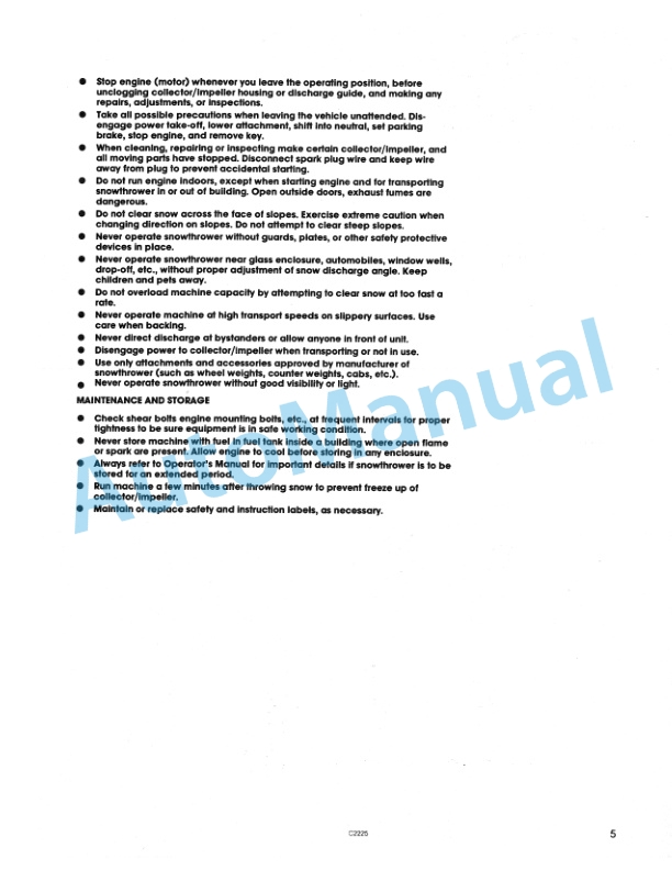 Ford New Holland 63680, 9607451 42in Snowthrower Attachment Operation and Maintenance Manual 42641062-2