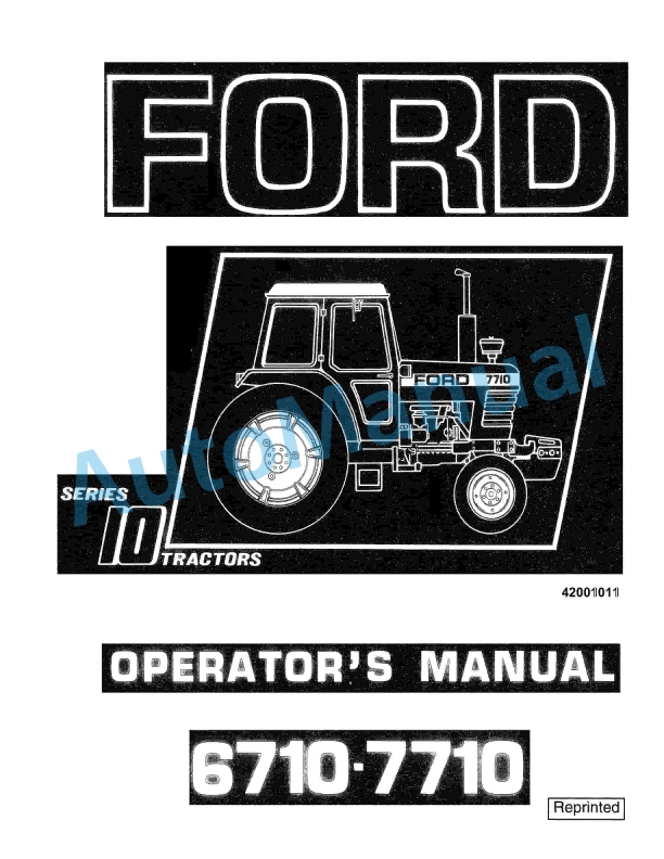 Ford New Holland 6710, 7710 10 Series Tractor Operation and Maintenance Manual 42001011