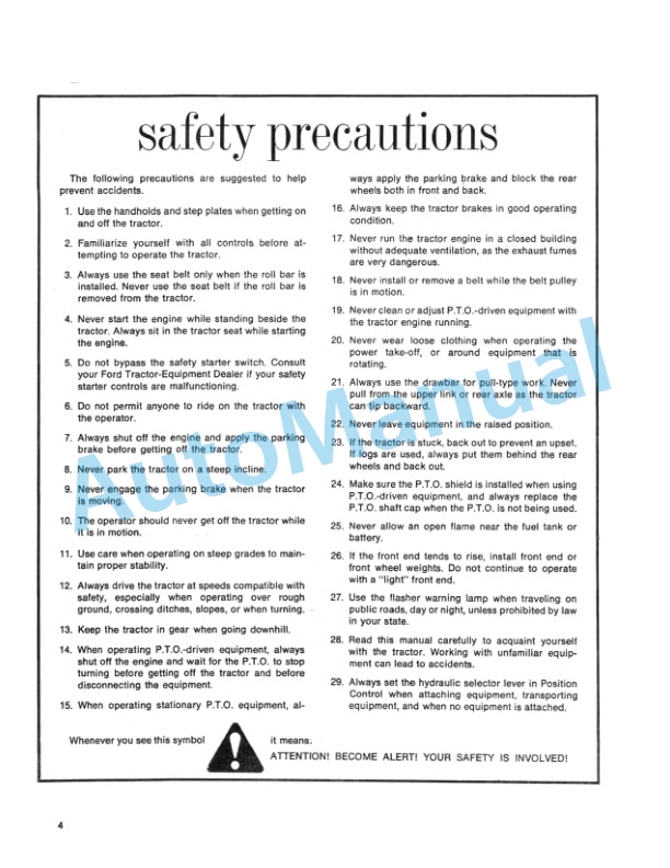 Ford New Holland 7000 Row Crop Supplement Operation and Maintenance Manual 42720010-2