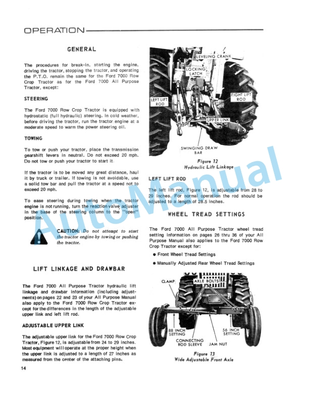 Ford New Holland 7000 Row Crop Supplement Operation and Maintenance Manual 42720010-4