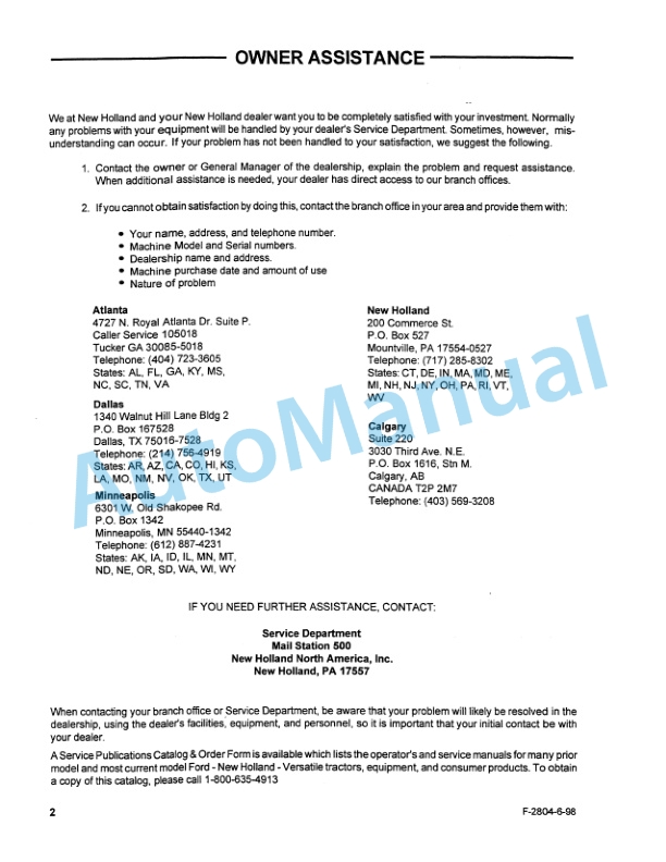Ford New Holland 702C Series Front Blade Operation and Maintenance Manual 42070220 2 Ford New Holland 702C Series Front Blade Operation and Maintenance Manual 42070220-2