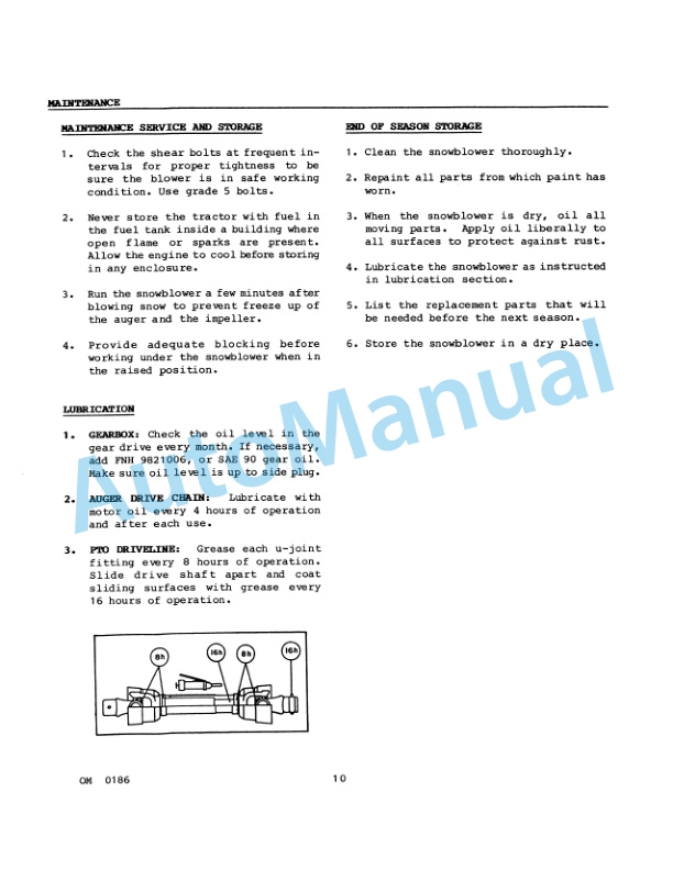 Ford New Holland 715C Series Rear Mounted Two Stage Snowblower Operation and Maintenance Manual 42648010-3