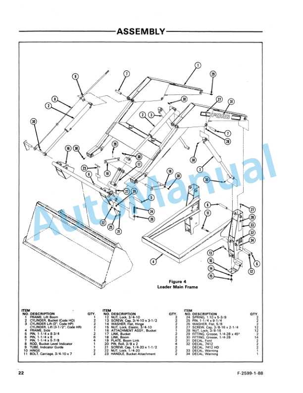 Ford New Holland 7412 Series Quick Attach Farm Loader Operation and Maintenance Manual 42741210 4 Ford New Holland 7412 Series Quick Attach Farm Loader Operation and Maintenance Manual 42741210-4