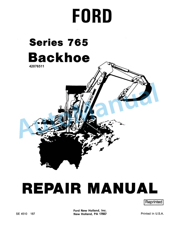 Ford New Holland 765 Series Backhoe Operation and Maintenance Manual 42076511