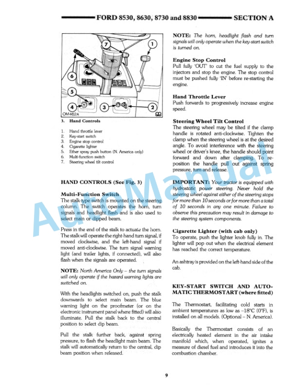 Ford New Holland 8530, 8630, 8730, 8830 Tractor Operation and Maintenance Manual 42853040 2 Ford New Holland 8530, 8630, 8730, 8830 Tractor Operation and Maintenance Manual 42853040-2