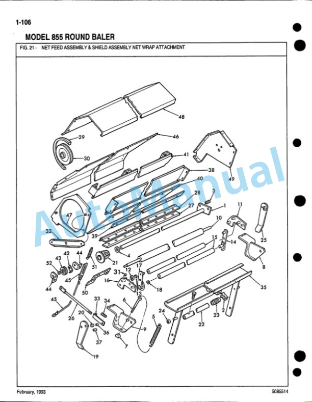 Ford New Holland 855 Round Baler Service Parts Catalogue 5085514-3