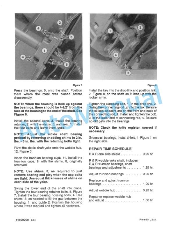 Ford New Holland 910H, 1116H Auger Header, 114, 116 Pivot Tongue Mower-Conditioner Service Manual 41699200-2