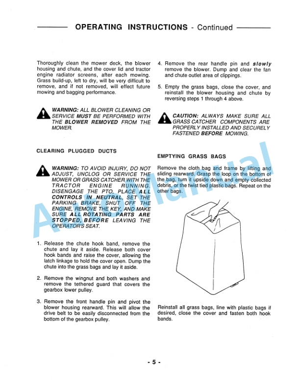 Ford New Holland Grass Collector For YT - LGT Gasoline Tractor Operation and Maintenance Manual 41641400-2