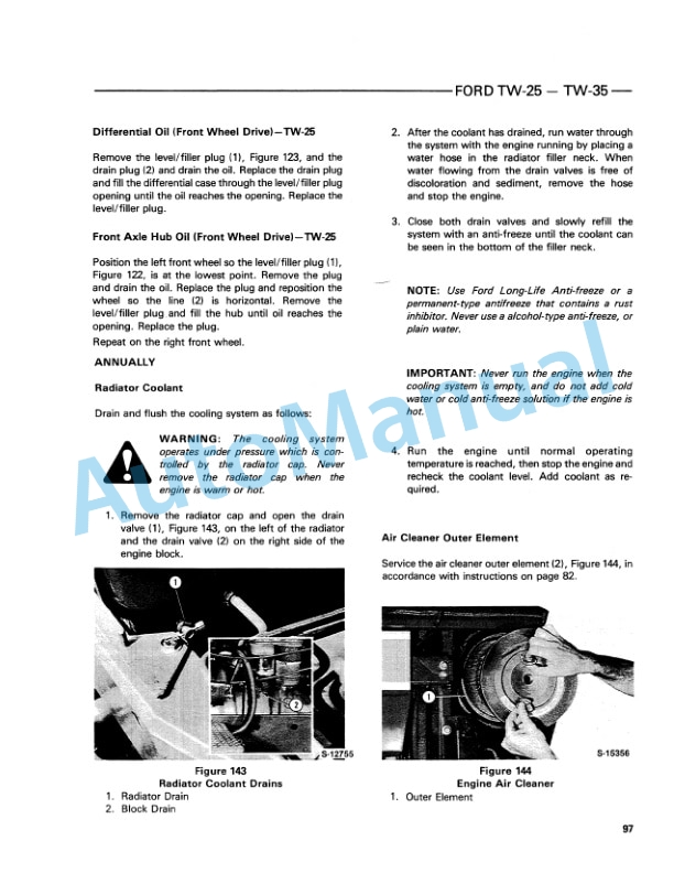 Ford New Holland TW-25, TW-35 Tractor Operation and Maintenance Manual 42002520 5 Ford New Holland TW-25, TW-35 Tractor Operation and Maintenance Manual 42002520 - Image 5
