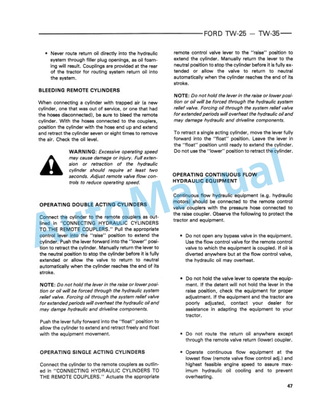 Ford New Holland TW-25, TW-35 Tractor Operation and Maintenance Manual 42002521-3