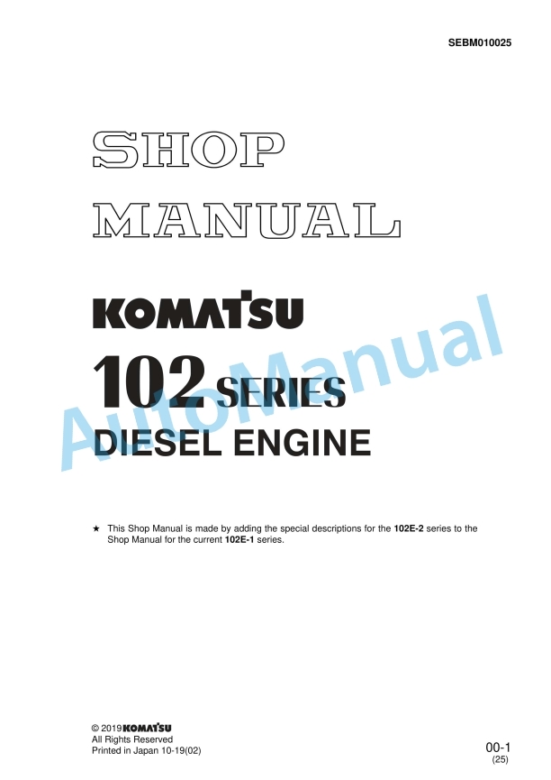 Komatsu 102 Series Diesel Engine Shop Manual SEBM010025