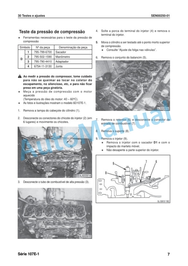 Komatsu 107E-1 Series Motor Shop Manual KPBM016106 3 Komatsu 107E-1 Series Motor Shop Manual KPBM016106 - Image 3