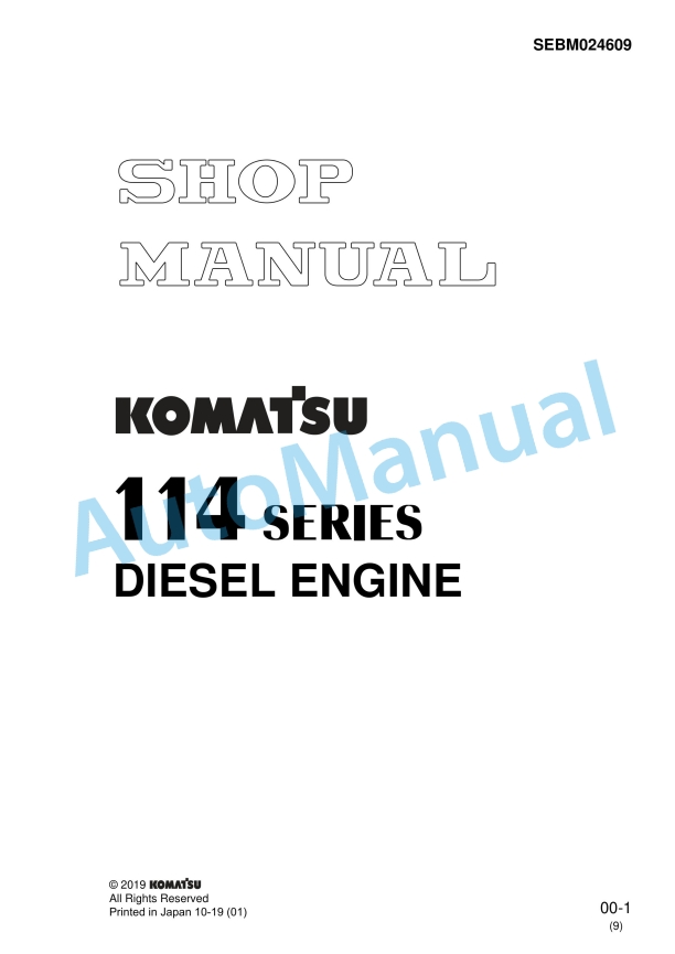 Komatsu 114 Series Diesel Engine Shop Manual SEBM024609