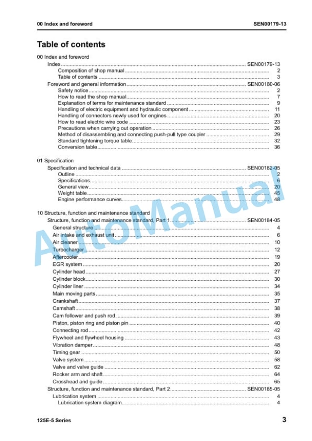 Komatsu 125E-5 Series Engine Shop Manual SEN00177-13 2 Komatsu 125E-5 Series Engine Shop Manual SEN00177-13-2