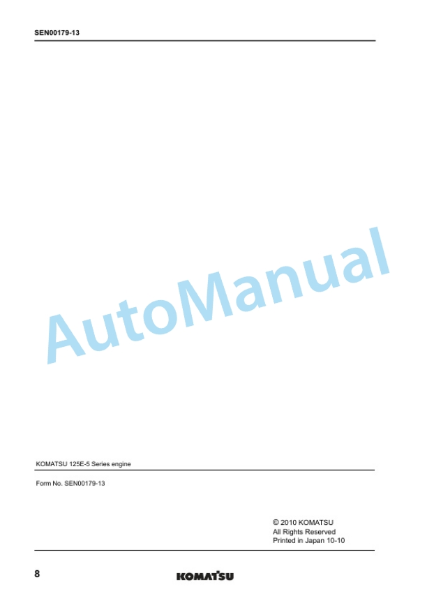 Komatsu 125E-5 Series Engine Shop Manual SEN00177-13 3 Komatsu 125E-5 Series Engine Shop Manual SEN00177-13-3