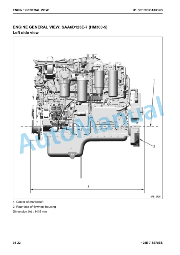Alternative view of Komatsu 125E-7 Series Diesel Engine Shop Manual SEN06495-07