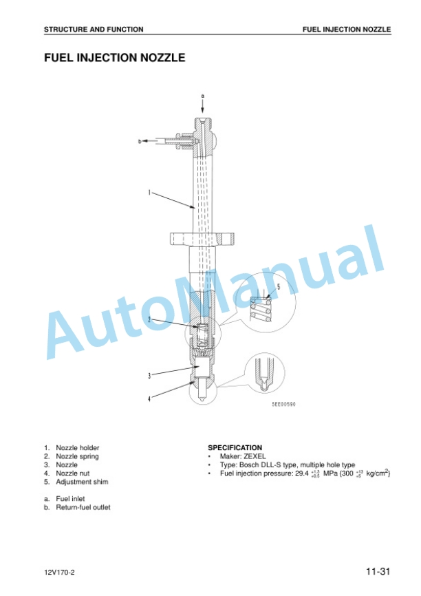 Alternative view of Komatsu 12V170-2 Series Diesel Engine Shop Manual SEBM036601
