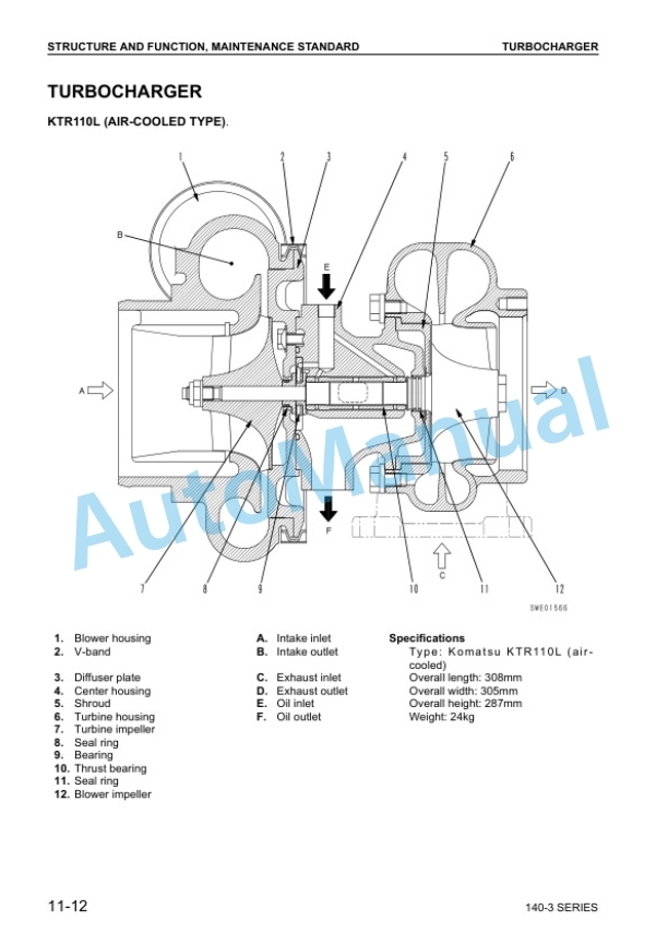 Alternative view of Komatsu 140-3 Series Diesel Engine Shop Manual SEBM022213