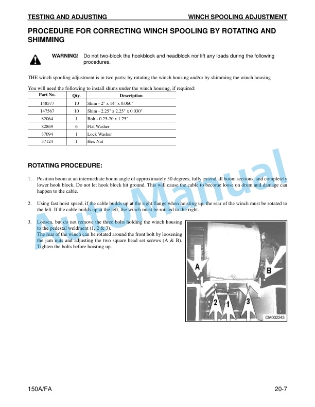 Alternative view of Komatsu 150A, 150FA Hydraulic Crane Shop Manual CEBM001400