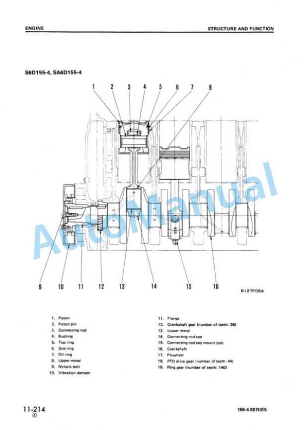 Alternative view of Komatsu 155-4 Series Diesel Engine Shop Manual SEBE6120A05