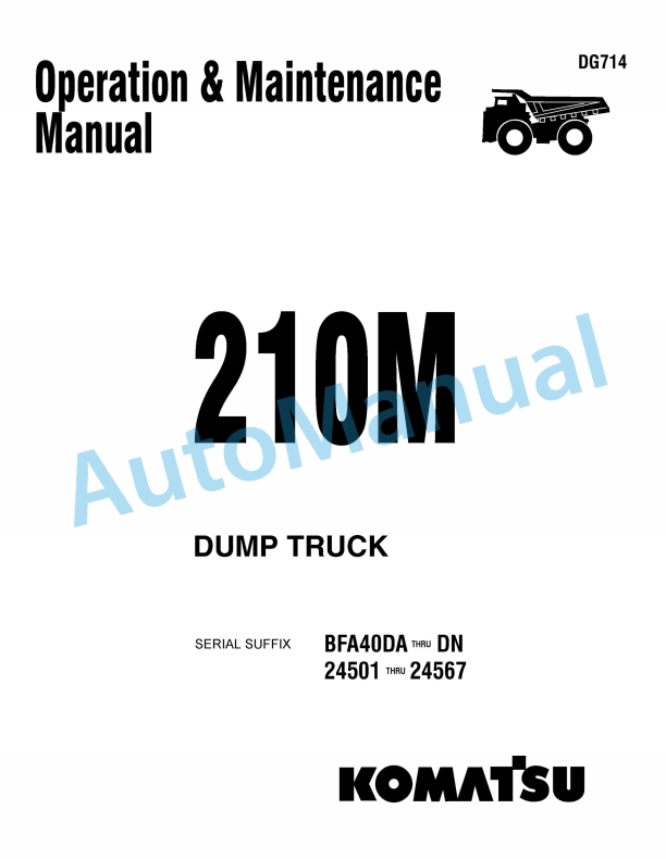 Komatsu 210M Dump Truck Operation and Maintenance Manual DG714