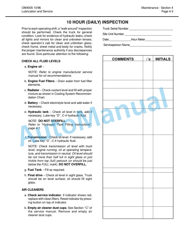 Komatsu 210M Dump Truck Operation and Maintenance Manual DG714 5 Komatsu 210M Dump Truck Operation and Maintenance Manual DG714 - Image 5