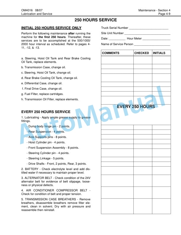 Komatsu 330M Dump Truck Operation and Maintenance Manual DG745 4 Komatsu 330M Dump Truck Operation and Maintenance Manual DG745 - Image 4